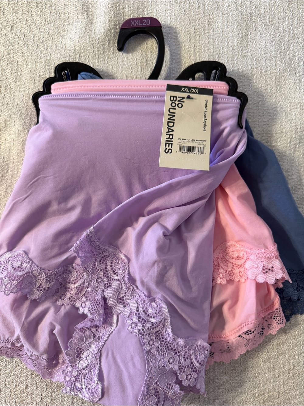 No Boundaries Lace-Trim Seamless Shorts - Lavender, Pink, Blue (XXL)